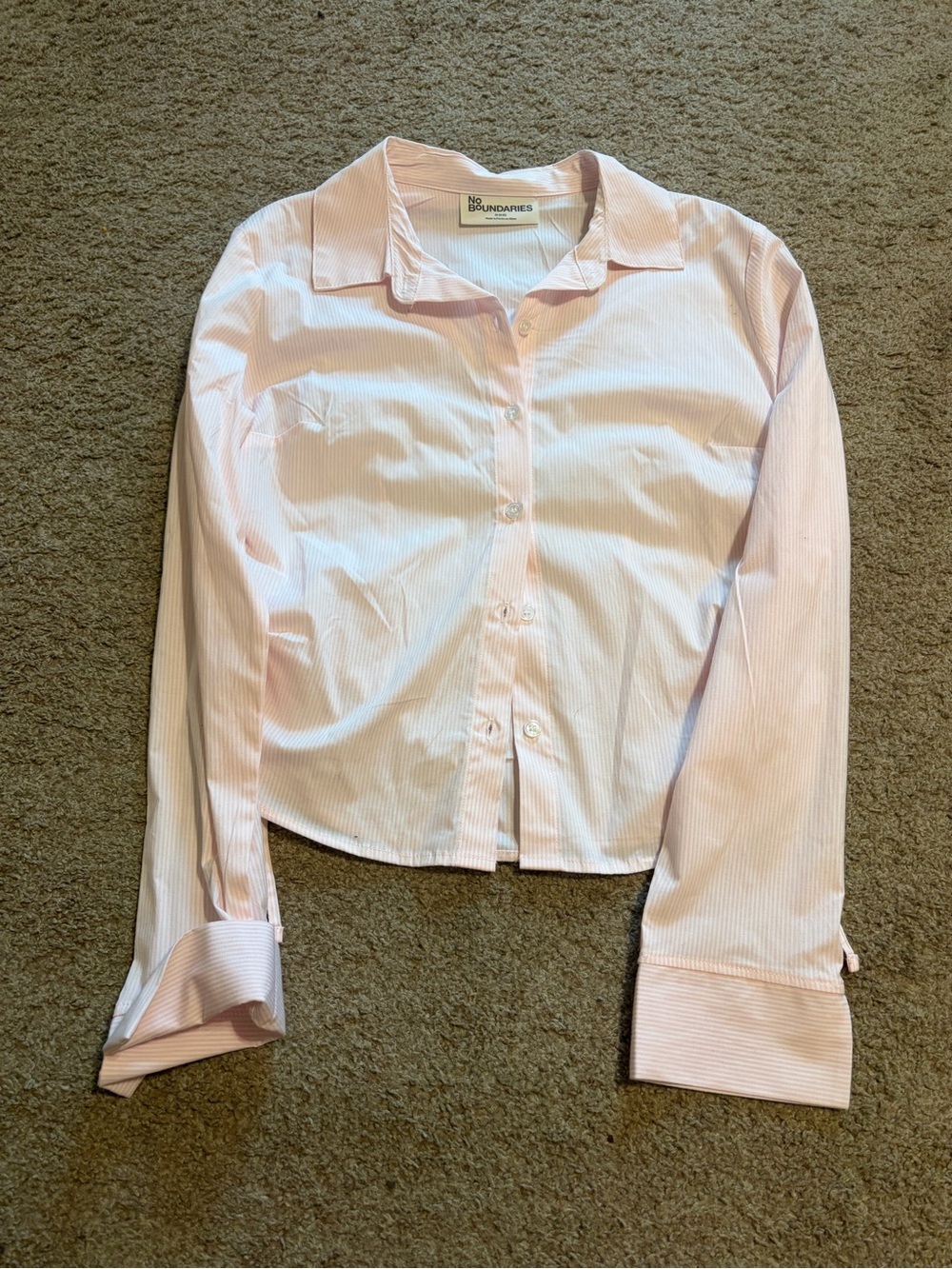No Boundaries Pink Striped Button-Down Blouse